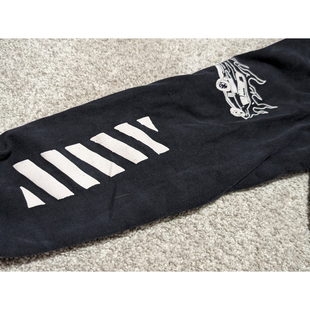 Carbon Tattoo Black Doodle Graphic Print Trucker Denim Jacket Size M Alien Hype‎ - Picture 5 of 8